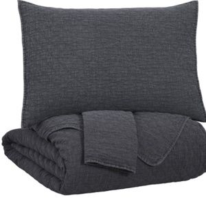 New charcoal grey queen coverlet set